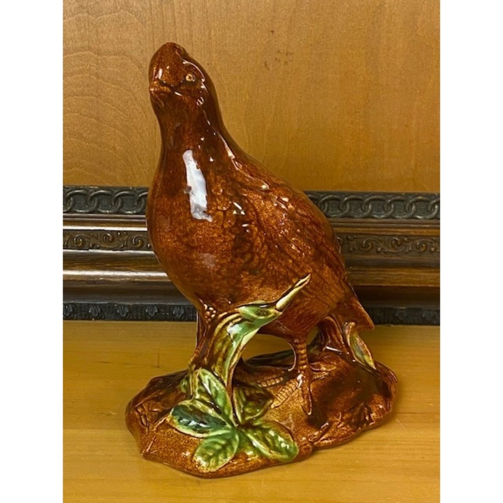 Vintage Ceramic Pheasant Quail Statue Holland Mold Mid Century Brown Figurine